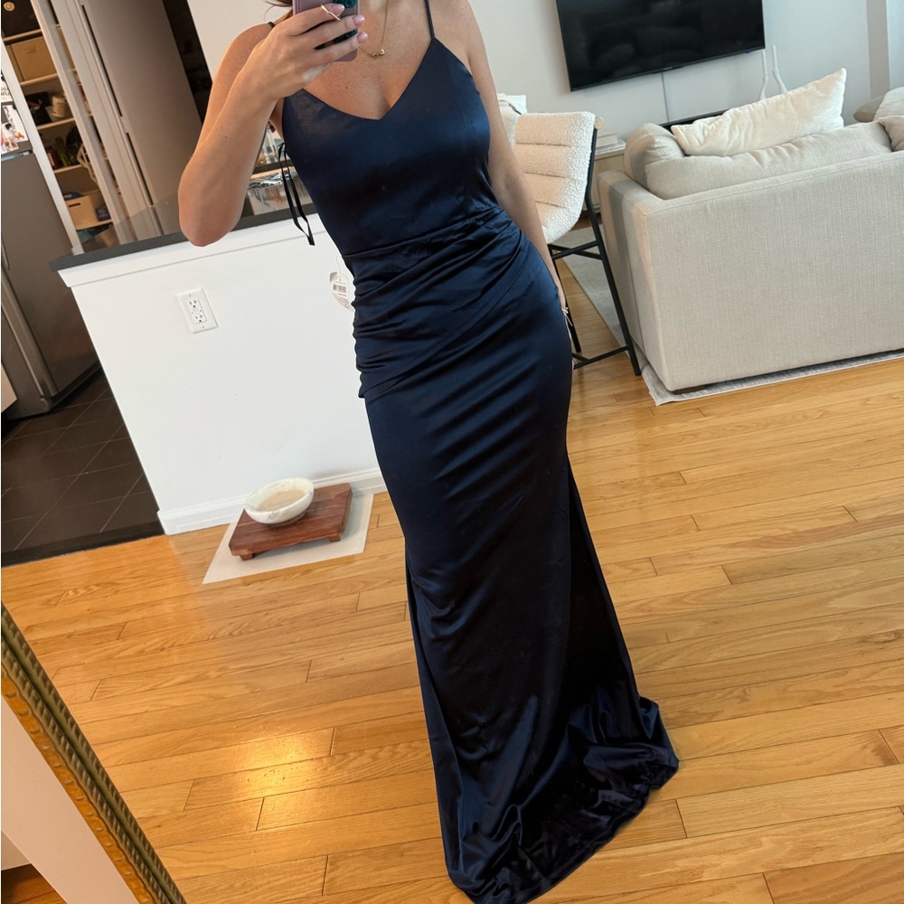 Windsor Navy blue satin gown